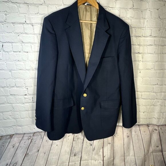 Arnold Palmer Blazer Sport Coat Navy Blue Gold Buttons Crest Made in USA - Picture 1 of 11